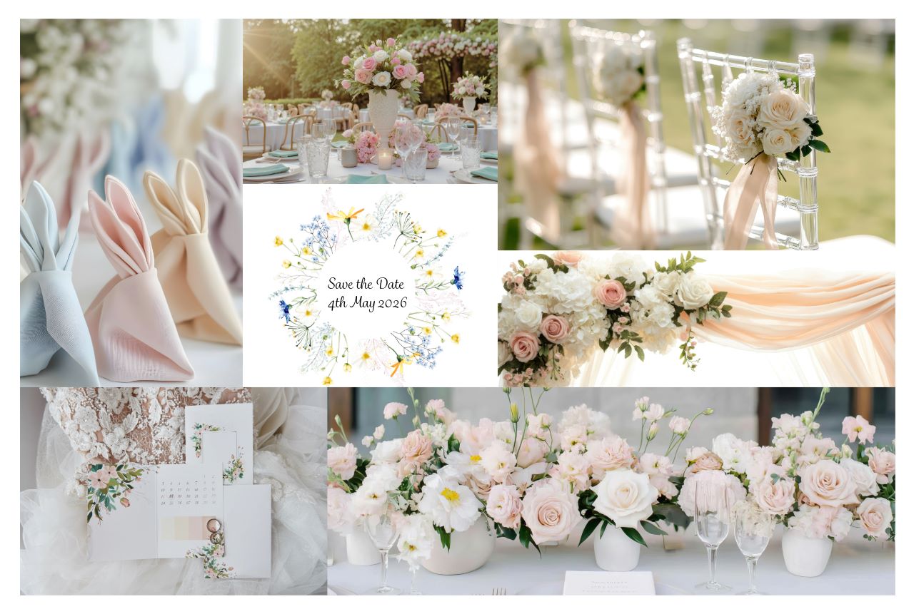 wedding decor in pastel shades