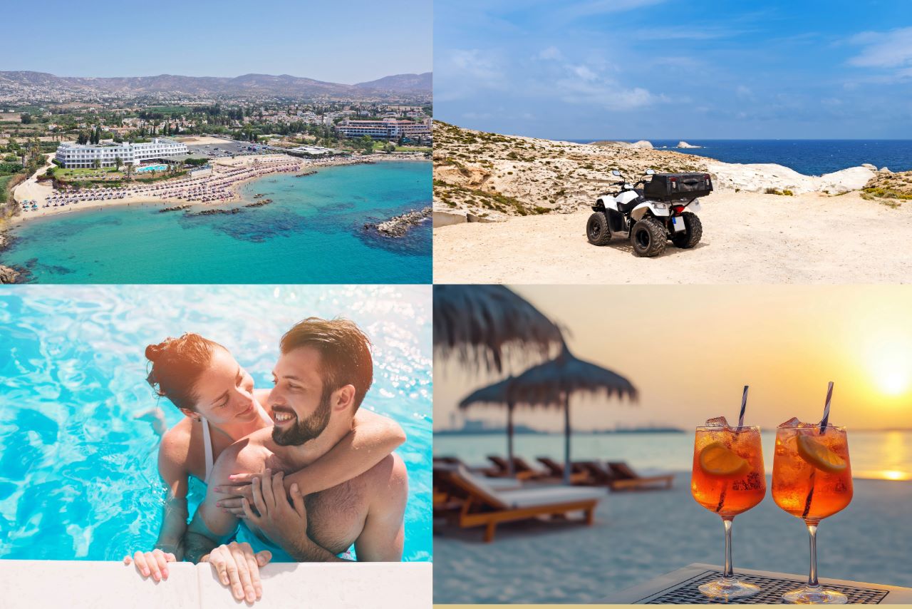 bride and groom relax in cyprus