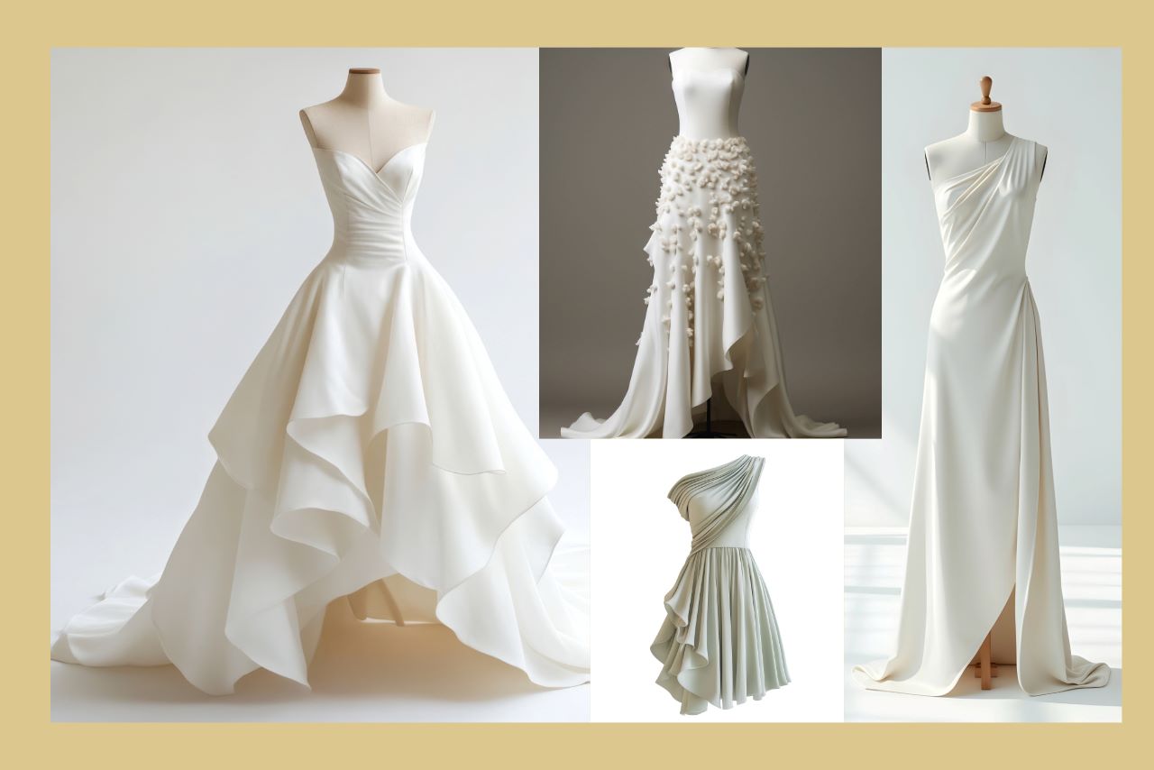Asymmetric wedding dresses